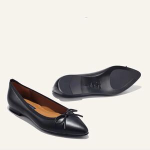 Margaux Black Leather Flats